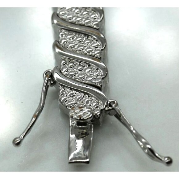 SONYA HOU genuine diamond tennis bracelet silver tone vintage EUC 22.9 grams 7" - Picture 6 of 9